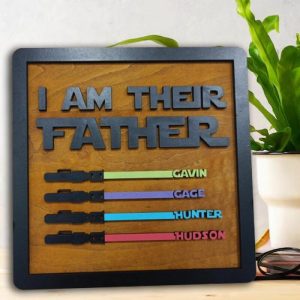 Frames |   Personalized Wood Name Puzzle Frame With Custom Name Lightsaber For Dad Frames blue