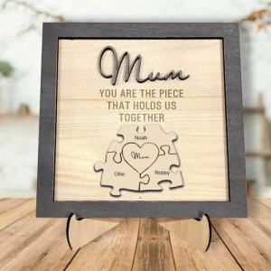 Frames |   Personalized Wood Name Puzzle Frame "You Are The Piece That Holds Us Together" For Mother’s Day Frames Frames