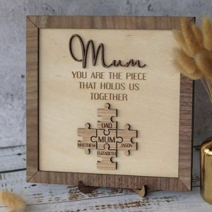 Frames |   Personalized Wood Name Puzzle Frame "You Are The Piece That Holds Us Together" For Mother’s Day Gift Frames Frames