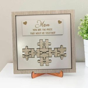 Frames |   Personalized Wood Name Puzzle Frame "You Are The Piece That Holds Us Together" Mother’s Day Gift Frames Frames