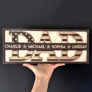 Frames |   Personalized Wooden Frame Creative Dad Sign With Custom Names Unique Gift For Father’s Day Frames Frames