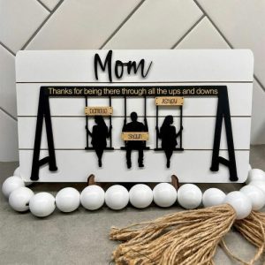 Frames |   Personalized Wooden Frame Custom Family Swing Set Sign Perfect Gift For Mother’s Day Frames Frames