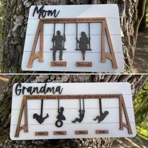 Frames |   Personalized Wooden Frame Custom Swing Set Sign Creative Gift For Mother’s Day Frames Frames