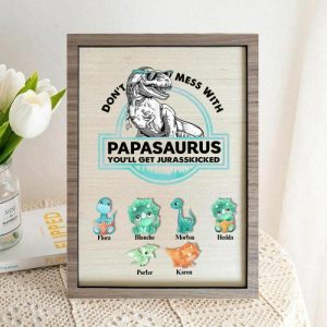 Frames |   Personalized Wooden Frame Papasaurus With Optional Cartoon Dinosaurs Pattern Creative Gift For Father’s Day Frames Frames