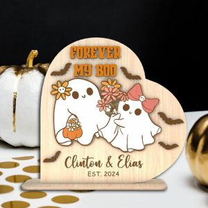 Frames |   Personalized Wooden Frame Sign Forever My Boo Cute Ghosts Great Halloween Gift For Couples Frames Frames