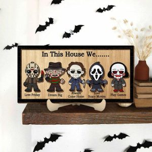 Frames |   Personalized Wooden Frame Sign In This House We Horror Movie Design Creative Halloween Gift Frames Frames