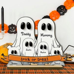 Frames |   Personalized Wooden Frame Sign Trick Or Treat Ghost Family Design Perfect Gift For Halloween Frames Frames