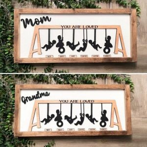 Frames |   Personalized Wooden Frame You Are Loved Custom Swing Set Sign Great Gift For Mother’s Day Frames Frames