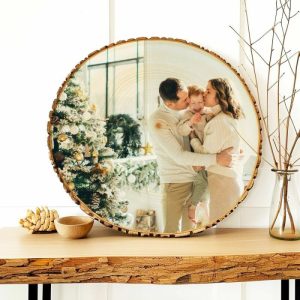 Frames |   Personalized Wooden Oval Photo Frame Add Name Family Photo Wood Slice Frames Frames