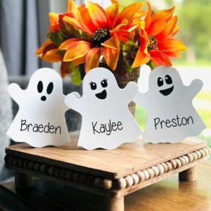 Frames |   Personalized Wooden Sign Cute Ghosts Boo Blocks Tray Table Decor Creative Gift For Halloween Frames Frames