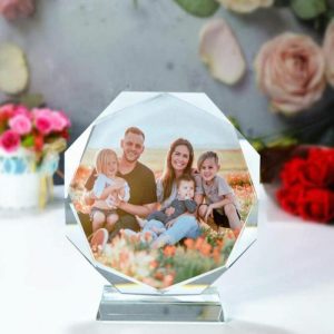 Frames |   Personalized Your Picture On Octagon Crystal Glass Frame Frames Frames