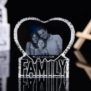 Frames |   Personalized Crystal Family Heart Laser Engraved Photo Frame Frames Frames