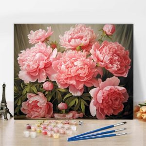 Frames |   Pink Peony Paint By Numbers Kits Beautiful Gift For Family Frames 24 Colors