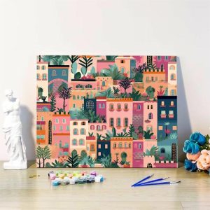 Frames |   Retro City Paint By Numbers Kits Precious Gift For Family Frames 24 Colors