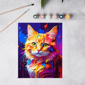 Frames |   Serious Cat Paint By Numbers Kits Funny Gift For Pet Lovers Frames 24 Colors