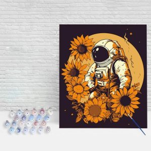 Frames |   Sunflowers Astronaut Paint By Numbers Kits Warm Gift For Your Love Frames 24 Colors