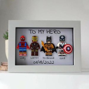 Frames |   "To Our Hero" Custom Superhero Family Frame White Frames black