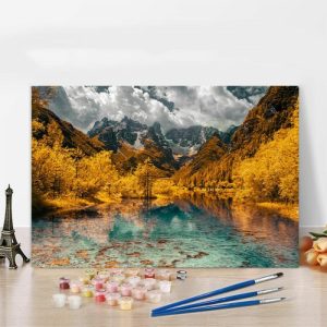 Frames |   Unique Scenery Paint By Numbers Kits Beautiful Gift For Family Frames 24 Colors