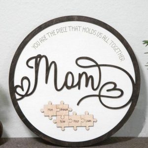 Frames |   "You Are The Piece That Holds Us Together" Custom Puzzles Pieces Name White Frame Mother’s Day Gift Frames Dad