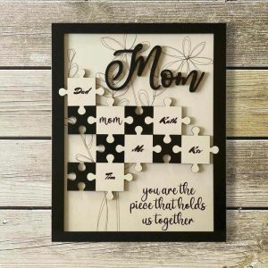 Frames |   "You Are The Piece That Holds Us Together" Puzzles Engraving Name Sign Personalised Gift For Mom Frames Dad