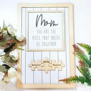 Frames |   "You Are The Piece That Holds Us Together" Puzzles Pieces Name Sign Personalised Gift For Mom Frames Dad