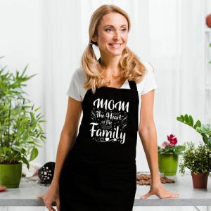 Kitchen |   Cool Apron Mother’s Day Warm Gift "Mom The Heart Of The Family" Home & Living Kitchen