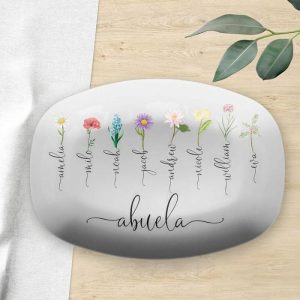 Kitchen |   Custom Birthflower And Name Plate Amazing Gift For Family Home & Living Kitchen