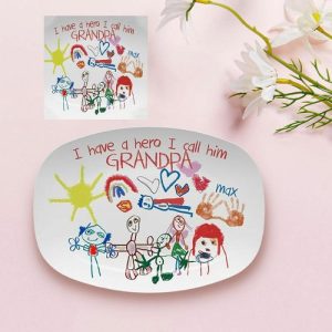 Kitchen |   Custom Children’s Painting Picture Plate Warm Gift For Grandfather Home & Living Kitchen