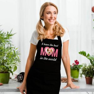 Kitchen |   Custom Heart-Shaped Picture Apron Interesting Gift For Mom "I Have The Best Mom In The World" Home & Living Kitchen