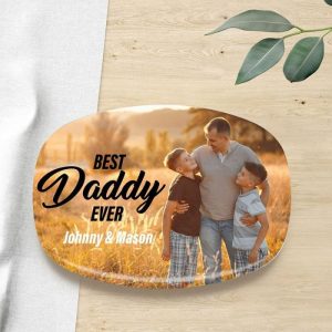 Kitchen |   Custom Name And Picture Plate Warm Present For Father "Best Daddy Ever" Home & Living Kitchen