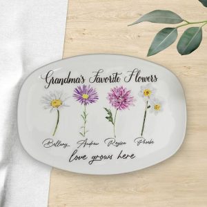 Kitchen |   Personalized Birthflower And Name Plate Gift "Love Grows Here" Home & Living Kitchen