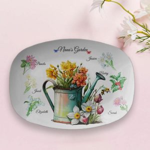 Kitchen |   Personalized Birthflower And Name Plate Great Gift "Flowers In Watering Can" Home & Living Kitchen