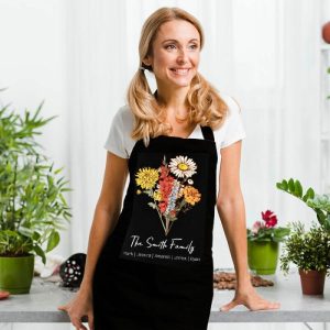 Kitchen |   Personalized Birthflower Apron Beautiful Present For Family Home & Living Kitchen