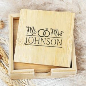 Kitchen |   Personalized Coaster Set With Four Custom Coasters And One Storage Box Creative Ring Decoration Home & Living Kitchen