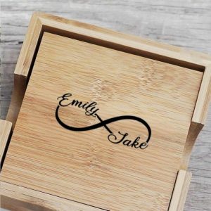 Kitchen |   Personalized Coaster Set With Four Custom Coasters And One Storage Box Endless Love For The One Home & Living Kitchen