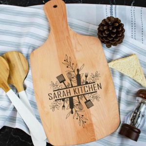 Kitchen |   Personalized Engravable Charcuterie Board With Cooking Tools Pattern Amazing Gift For Him Home & Living Kitchen