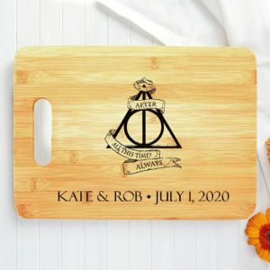 Kitchen |   Personalized Engravable Charcuterie Board With Triangle Pattern Wrapped With Ribbon Best Gift For Him Home & Living Kitchen