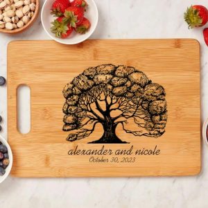 Kitchen |   Personalized Engravable Square Charcuterie Board With Lush Tree Pattern Gift For Grandparents Home & Living Kitchen