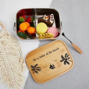 Kitchen |   Personalized Lunch Box Custom Lettering With Beach Pattern Home & Living Kitchen