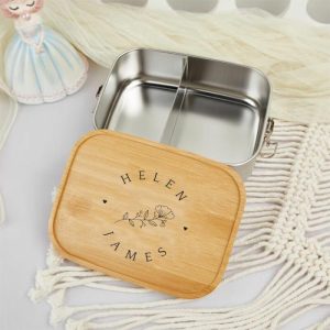 Kitchen |   Personalized Lunch Box Custom Lettering With Beautiful Flowers Home & Living Kitchen