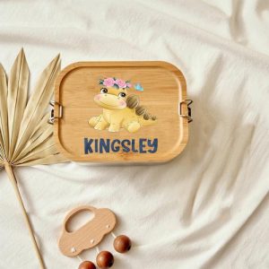 Kitchen |   Personalized Lunch Box Custom Name With Cute Dinosaur For Kid Home & Living Kitchen