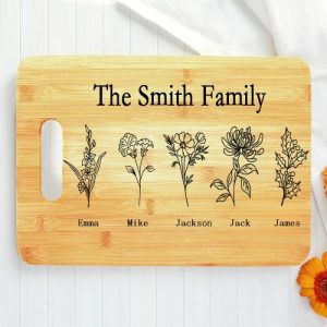 Kitchen |   Personalized Name And Birth Flower Charcuterie Board Beautiful And Unique Gift For Her Home & Living Kitchen