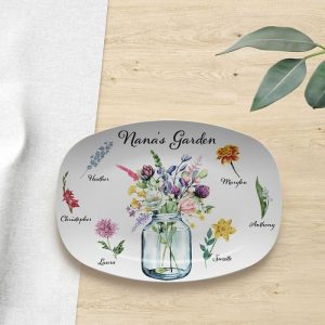 Kitchen |   Personalized Name And Birth Flower Plate  Beautiful Mother’s Day Present Home & Living Kitchen