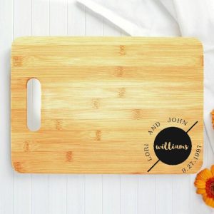 Kitchen |   Personalized Name And Date Charcuterie Board Minimalist Wedding Gift Home & Living Kitchen