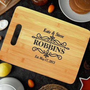 Kitchen |   Personalized Name And Date Charcuterie Board With Beautiful Lines Design Best Gift For Wedding Home & Living Kitchen