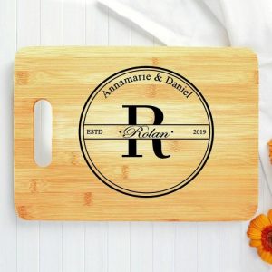 Kitchen |   Personalized Name And Date Charcuterie Board With Circle Pattern Simple Gift For Someone Home & Living Kitchen