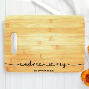 Kitchen |   Personalized Name And Date Charcuterie Board With Heart Pattern Simple Gift For Couples Home & Living Kitchen