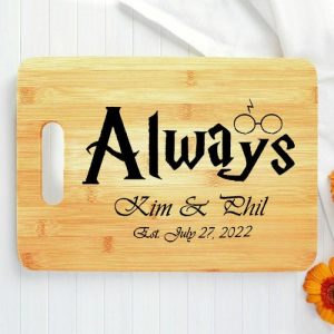 Kitchen |   Personalized Name And Date Charcuterie Board With Lightning Glasses Pattern Creative Gift For Couples Home & Living Kitchen