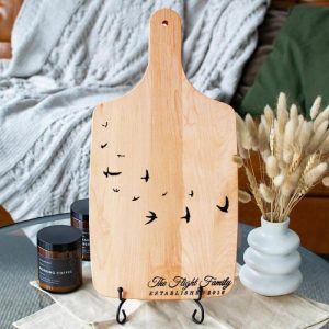 Kitchen |   Personalized Name And Date Charcuterie Board With Low Flying Birds Pattern Special Gift For Someone Home & Living Kitchen