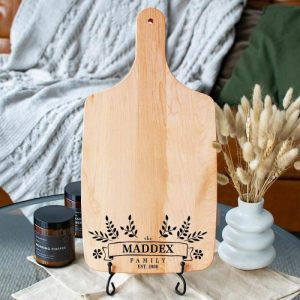 Kitchen |   Personalized Name And Date Charcuterie Board With Special Leaves Pattern Best Present For Best Person Home & Living Kitchen